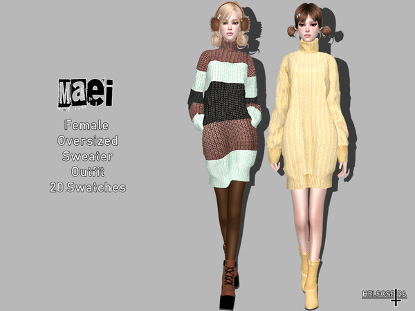Sims 4 — MAEI - Oversized Sweater - Outfit by Helsoseira — Name : MAEI Style : Oversized turtle neck sweater, fullbody
