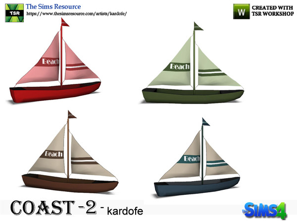 Sims 4 — kardofe_Coast_Toy boat by kardofe — Toy sailboat boat in four color options 