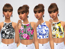 Sims 4 — Printed Halter Tops  by SweetDreamsZzzzz — Set of 4 patterned halter tops for everyday and summer Hair by S-Club