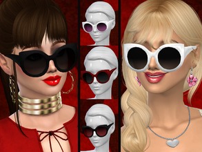 Sims 4 — Kitty Sunglasses - Myst by MystRed — New model of sunglasses, come with 3 main colors : White , Black and Red.