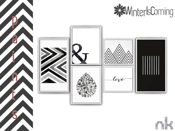 Sims 4 — Nikadema Wic Paintings by nikadema — Winter Is Coming Living Room Paintings Available in white and black