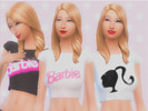 Sims 4 — Barbie Girl Crop Top by hoshizorasims — Come on Barbie, let's go party! A cute crop top with 3 Barbie logo