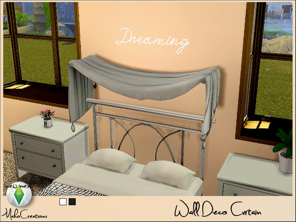 Sims 4 — Wall Deco Curtain by MahoCreations — basegame to find in wall deco or paints new mesh black and white A Sims 3