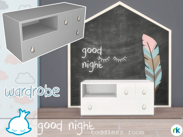 Sims 4 — Nikadema Good Night Wardrobe by nikadema — A big wardrobe with dots decoration. Two colors included