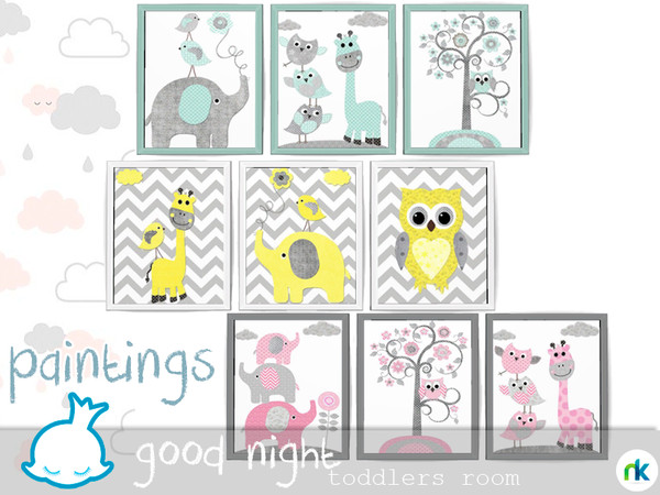Sims 4 — Nikadema, Good Night, Paintings by nikadema — Three paintings for your kids sims room. Four different posters