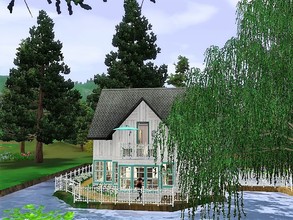 Sims 3 — Ninon Cottage by sgK452 — Family house in the middle of the water, car. Ground floor: Hall, kitchen dining area,