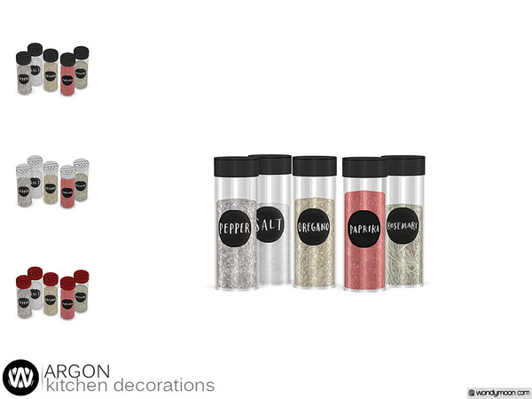 Sims 4 — Argon Spice Jars by wondymoon — - Argon Kitchen - Spice Jars - Wondymoon|TSR - Creations'2018