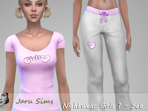 Sims 4 — Nightwear Girls 1 - Set by Jaru_Sims — Base Game Mesh Recolor 14 swatches Teen to elder Custom thumbnail Enjoy