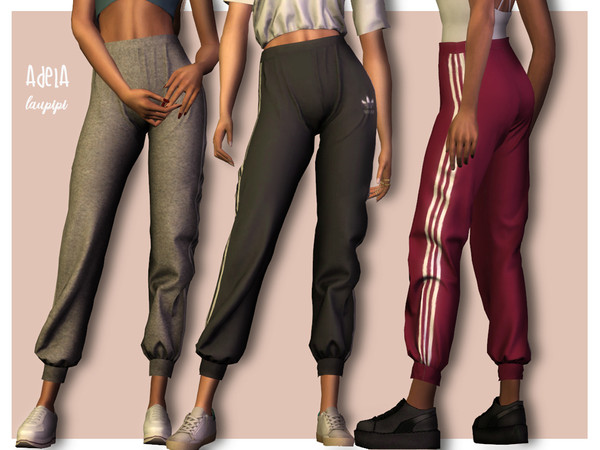 Sims 4 — Adela by laupipi2 — Here are my first jogging pants! Hope you enjoy them!! New custom mesh, all LODs 12 Swatches