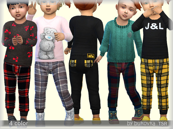 Sims 4 — Plaid Pants by bukovka — Pants for Toddlers. Both sexes, it is established autonomously, 4 variants of coloring.