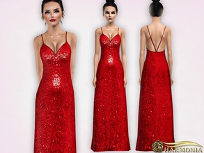 Sims 3 — Strappy Glitter Sequin Maxi Dress by Harmonia — Mesh By Harmonia 4 color. recolorable Please do not use my