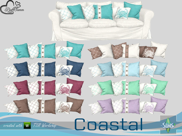 Sims 4 — Coastal Living Pillow Sofa by BuffSumm — Part of the *Coastal Living Set* Created by BuffSumm @ TSR