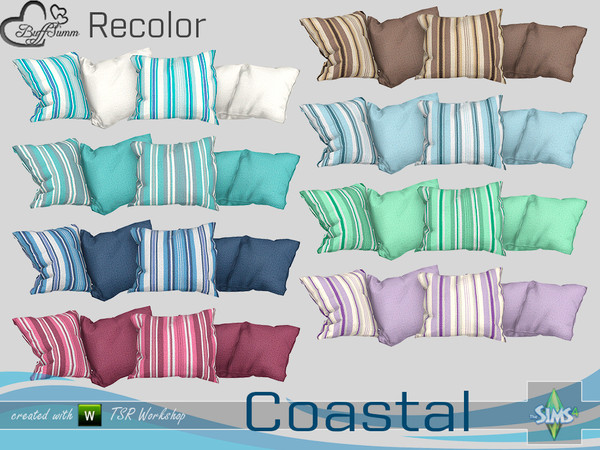 Sims 4 — Coastal Living Distressed Wood Recolor Pillow Loveseat by BuffSumm — Part of the *Coastal Living Set* Created by