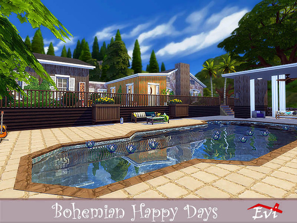 Sims 4 — Bohemian Happy days by evi — A house created for intellectual and artistic sims. Two bedroom,