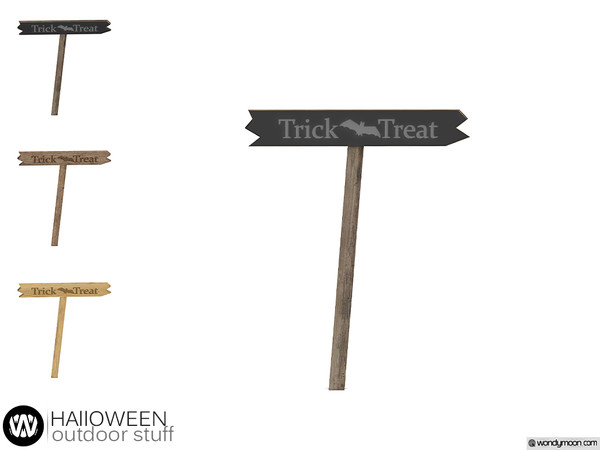 Sims 4 — Halloween Outdoor Stuff - Trick or Treat Sign by wondymoon — - Halloween Outdoor Stuff - Trick or Treat Sign -