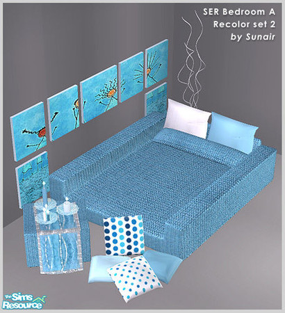 Sims 2 — SER Bedroom A - Recolor set 2 by Sunair — SER Bedroom A - Recolor set 2 (blue)