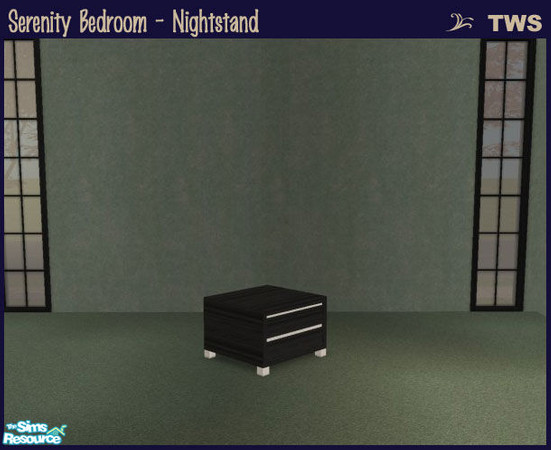 Sims 2 — Serenity Bedroom - Nightstand by wildstar24 — Ebony nightstand with silver accents.