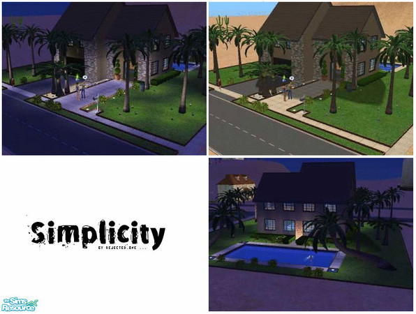 Sims 2 — Simplicity by Rejectedone — Small family house. 2BD, 2BA, small livingroom, small diningroom, kitchen, pool,