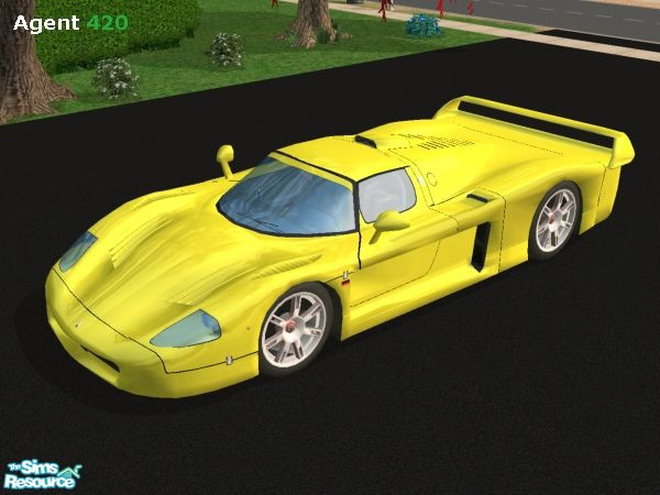 Sims 2 — Racey Yellow Maserati MC12 by Agent420 — A Racey Yellow Maserati MC12 with a Solid Paint Job. Mesh by