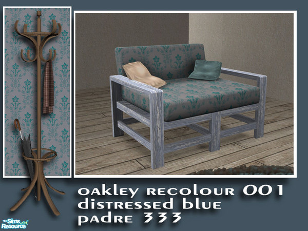 Sims 2 — Distressed Blue - Armchair by Padre — A cool, rustic room set in distressed blue painted timber. Recolour of the