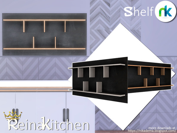 Sims 4 — Reina Kitchen Shelf by nikadema — I know that this shelf breaks up the kitchen harmony, but I wanted to