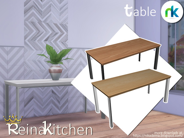 Sims 4 — Reina Kitchen Dining Table by nikadema — Wood and metal to complete the kitchen style Three colors on the file