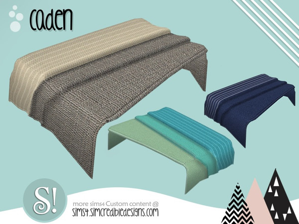 Sims 4 — Caden bed blanket by SIMcredible! — by SIMcredibledesigns.com available at TSR 3 colors variations