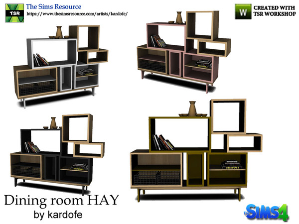 Sims 4 — kardofe_Dining room HAY_Shelving by kardofe — Nordic design shelf, of two types of wood, in four color options 