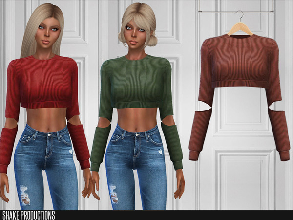 Sims 4 — ShakeProductions 194 - Top by ShakeProductions — New Mesh All LODs Tops/Blouses Handpainted 12 Colors 