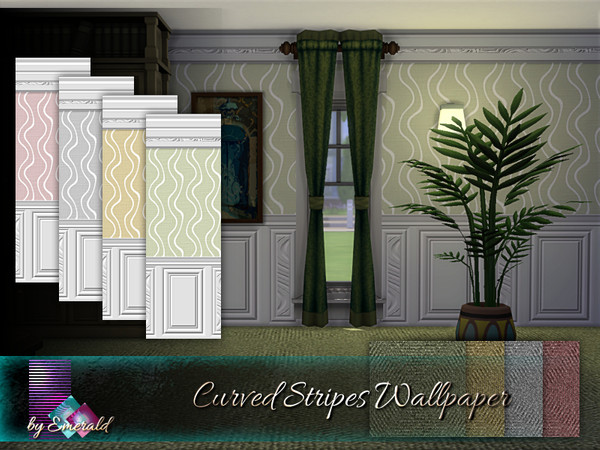 Sims 4 — Curved Stripes Wallpaper by Emerald — Adding a unique design to your walls can turn your room into a focal