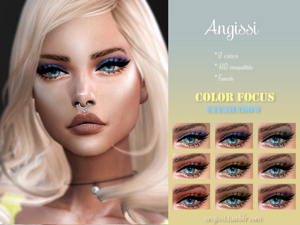 Sims 4 —  Color Focus eyeshadow by ANGISSI — *Base game *9 colors *HQ compatible *FEMALE *Works with all skins *Custom
