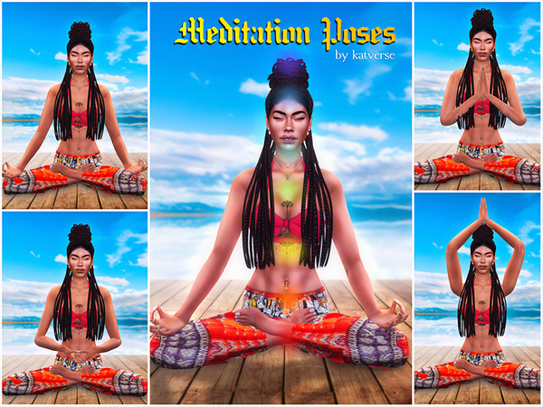 Sims 4 — Meditation Poses by KatVerseCC — 4 meditation poses for your grounded sims. I hope you like these. :) - 4 in