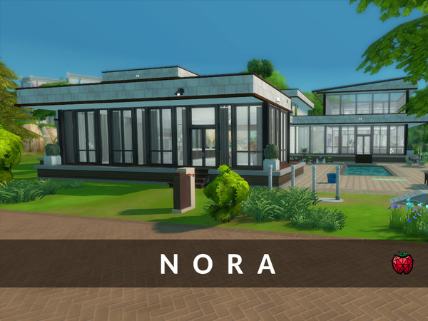 Sims 4 — Nora by melapples — Lots of natural light and space for your sims. Has 2 floors: 1st floor: - bar - living
