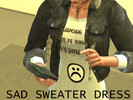Sims 4 — Sad sweater / Depressed sweater Upside down text by DEELAUX — Dress is put under the original sims 4 dress with