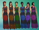 Sims 4 — Invocation Maxi Dress by VelutLuna — A long and elegant maxi dress for your sims covered in arcane magical
