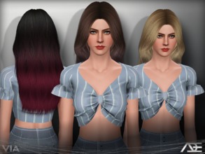 Sims 3 — Ade - Via by Ade_Darma — New Hair Mesh No Morph all Bones assigned All LODs