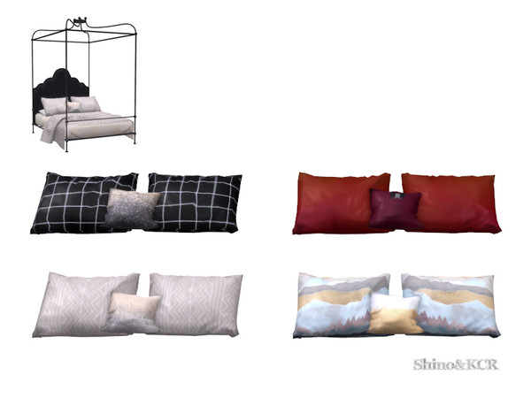 Sims 4 — Bedroom Liz - Pillows Double Bed by ShinoKCR — Textures matching the Liz Series in Sculptures