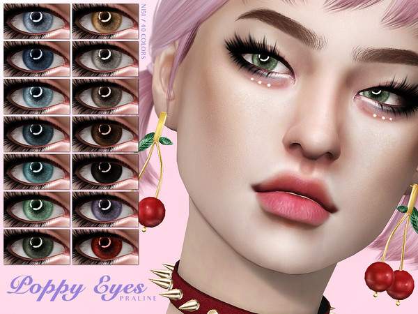 Sims 4 — Poppy Eyes N151 by Pralinesims — Glossy eyes with contact lens effect, they come in 40 colors. All ages and