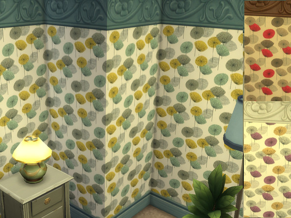 Sims 4 — Dandi Wallpaper by EthanODonnell — A series of three pretty wallpapers your sims will love. Sea green, Berry red