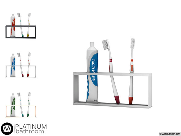 Sims 4 — Platinum Tooth Brush Holder by wondymoon — - Platinum Bathroom - Tooth Brush Holder - Wondymoon|TSR -
