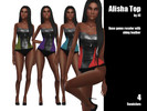 Sims 4 — JC Alisha Top by JCourteau19882 — Base game recolor, Alisha top with reflective leather bits. 4 colors.