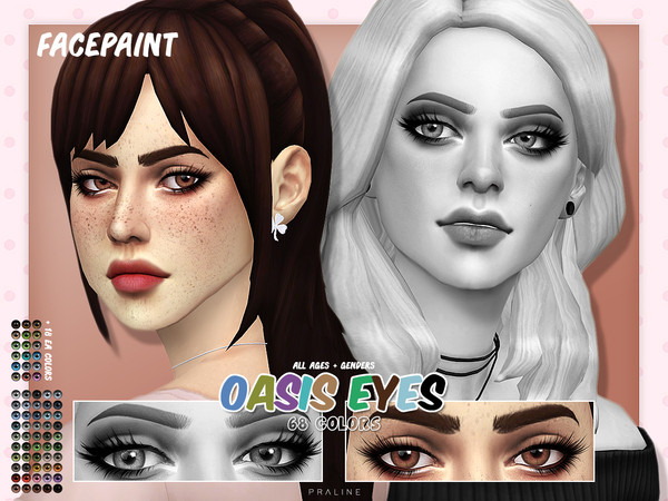 Sims 4 — Oasis Eyes N155 FACEPAINT by Pralinesims — Eyes in 68 colors, all ages and genders. Can be found under