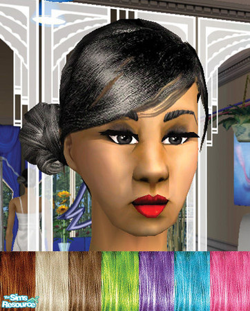 Sims 2 — Slide Buns by LillyKP — Here are eight shinny recolors of XM Sims first TS2 hair mesh. All four natural have