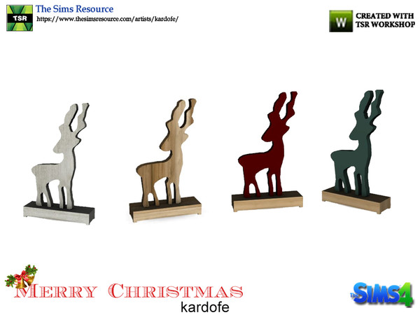 Sims 4 — kardofe_Merry Christmas_Moose by kardofe — figurehead of a moose, wood in four color options, small size 