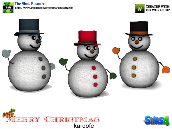Sims 4 — kardofe_Merry Christmas_Snowman 2 by kardofe — Simpatico snowman in three different options, large size 