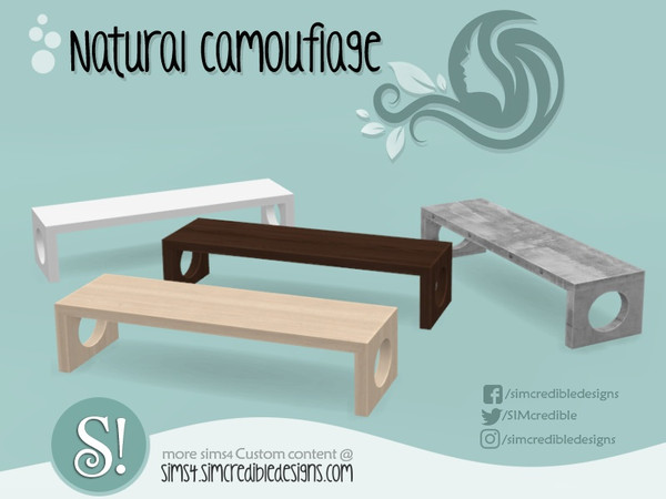 Sims 4 — Natural Camouflage coffee table by SIMcredible! — by SIMcredibledesigns.com available at TSR 4 colors variations