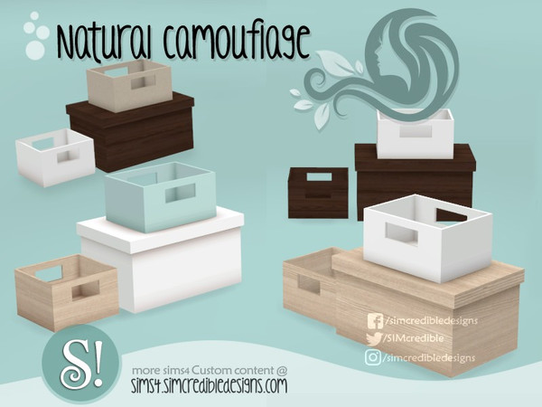 Sims 4 — Natural Camouflage Decor - boxes by SIMcredible! — by SIMcredibledesigns.com available at TSR 4 colors