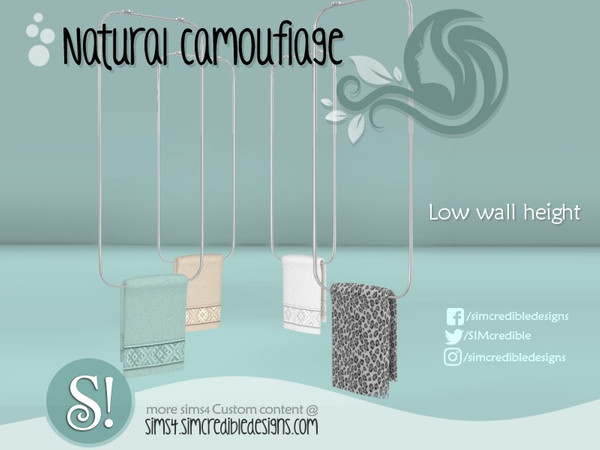 Sims 4 — Natural Camouflage Decor - Hanging Towel by SIMcredible! — by SIMcredibledesigns.com available at TSR 4 colors