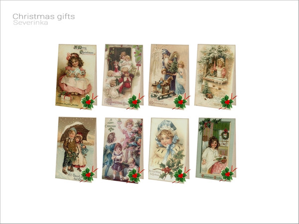 Sims 4 — [Christmas gifts 2018] - cards 01 by Severinka_ — Christmas vintage cards 01 From the set 'Cristmas gifts 2018'