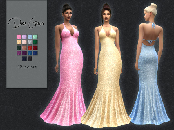 Sims 4 — Diva Gown by Sifix2 — - Base game compatible - New mesh - 18 colors - Recolors allowed Hope you like it!